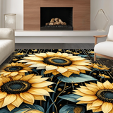 Ultra Soft Area Rug, Non Slip, Stain Resistant, Washable Area Rugs for Living Room, Bedroom, Vibrant Oversized Sunflower Motif(Gold)