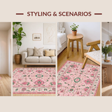 Ultra Soft Area Rug, Non Slip, Stain Resistant, Washable Area Rugs for Living Room, Bedroom, Delicate Watercolor Floral Impression(Pink)