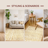 Ultra Soft Area Rug, Non Slip, Stain Resistant, Washable Area Rugs for Living Room, Bedroom, Contemporary Soft Color Tiled Design(White)
