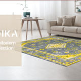 Ultra Soft Area Rug, Non Slip, Stain Resistant, Washable Area Rugs for Living Room, Bedroom, Chic Geometric Grey Yellow Fusion(Gray)
