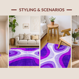 Ultra Soft Area Rug, Non Slip, Stain Resistant, Washable Area Rugs for Living Room, Bedroom, Soft Pastel Dreamy Spiral Theme(Purple)