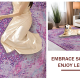 Ultra Soft Area Rug, Non Slip, Stain Resistant, Washable Area Rugs for Living Room, Bedroom, Classic Tiled Earthy Essence(Pink)