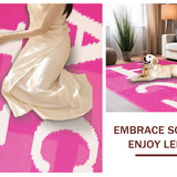 Ultra Soft Area Rug, Non Slip, Stain Resistant, Washable Area Rugs for Living Room, Bedroom, Cute Alphabetic Circle Aesthetic(Pink)