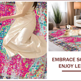 Ultra Soft Area Rug, Non Slip, Stain Resistant, Washable Area Rugs for Living Room, Bedroom, Vibrant Ogee Patterned Visual Appeal(Pink)