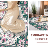 Ultra Soft Area Rug, Non Slip, Stain Resistant, Washable Area Rugs for Living Room, Bedroom, Whimsical Vintage Floral Motif(White)