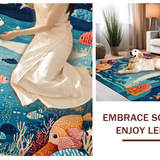 Ultra Soft Area Rug, Non Slip, Stain Resistant, Washable Area Rugs for Living Room, Bedroom, Toddler Playroom Ocean Adventure Alphabet Shape Area Rug(Blue)