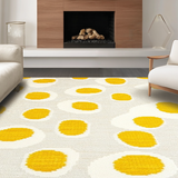 Ultra Soft Area Rug, Non Slip, Stain Resistant, Washable Area Rugs for Living Room, Bedroom, Vibrant Whimsical Abstract Design(Yellow)