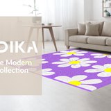 Ultra Soft Area Rug, Non Slip, Stain Resistant, Washable Area Rugs for Living Room, Bedroom, Enchanting Lavender Garden Theme(Purple)