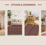 Ultra Soft Area Rug, Non Slip, Stain Resistant, Washable Area Rugs for Living Room, Bedroom, Rustic Moose Cabin(Red)