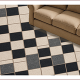 Ultra Soft Area Rug, Non Slip, Stain Resistant, Washable Area Rugs for Living Room, Bedroom, Modern Checkered Non-Slip Patio Rug(Black)