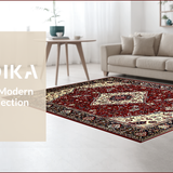 Ultra Soft Area Rug, Non Slip, Stain Resistant, Washable Area Rugs for Living Room, Bedroom, Chic Red Floral Geometry Blend(Red)