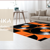 Ultra Soft Area Rug, Non Slip, Stain Resistant, Washable Area Rugs for Living Room, Bedroom, Artistic Semi-Circle Record Design(Black)
