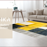 Ultra Soft Area Rug, Non Slip, Stain Resistant, Washable Area Rugs for Living Room, Bedroom, Bold Geometric Yellow Harmony(Yellow)