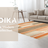Ultra Soft Area Rug, Non Slip, Stain Resistant, Washable Area Rugs for Living Room, Bedroom, Artful Symmetrical Pattern in Tan Shades(Orange)