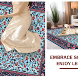 Ultra Soft Area Rug, Non Slip, Stain Resistant, Washable Area Rugs for Living Room, Bedroom, Serene Outdoor Multicolor Botanical Style(Blue)
