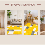 Ultra Soft Area Rug, Non Slip, Stain Resistant, Washable Area Rugs for Living Room, Bedroom, Contemporary Yellow Diamond Design(Yellow)