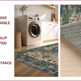 Ultra Soft Area Rug, Non Slip, Stain Resistant, Washable Area Rugs for Living Room, Bedroom, Eclectic Floral Patchwork Aesthetic(Blue)