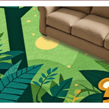 Ultra Soft Area Rug, Non Slip, Stain Resistant, Washable Area Rugs for Living Room, Bedroom, Colorful Animal Jungle Illustrations(Green)
