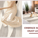 Ultra Soft Area Rug, Non Slip, Stain Resistant, Washable Area Rugs for Living Room, Bedroom, Elegant Modern Abstract Composition(Beige)