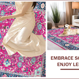 Ultra Soft Area Rug, Non Slip, Stain Resistant, Washable Area Rugs for Living Room, Bedroom, Retro Oceanic Floral Fusion(Pink)