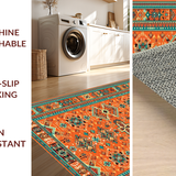 Ultra Soft Area Rug, Non Slip, Stain Resistant, Washable Area Rugs for Living Room, Bedroom, Contemporary Distressed Linear Art(Orange)