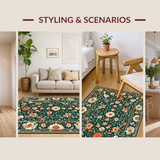 Ultra Soft Area Rug, Non Slip, Stain Resistant, Washable Area Rugs for Living Room, Bedroom, Serene Pastel Floral Fusion(Green)