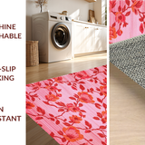 Ultra Soft Area Rug, Non Slip, Stain Resistant, Washable Area Rugs for Living Room, Bedroom, Sophisticated Tropical Garden Feel(Pink)
