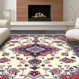 Ultra Soft Area Rug, Non Slip, Stain Resistant, Washable Area Rugs for Living Room, Bedroom, Warm Earthy Circular Vintage Design(White)