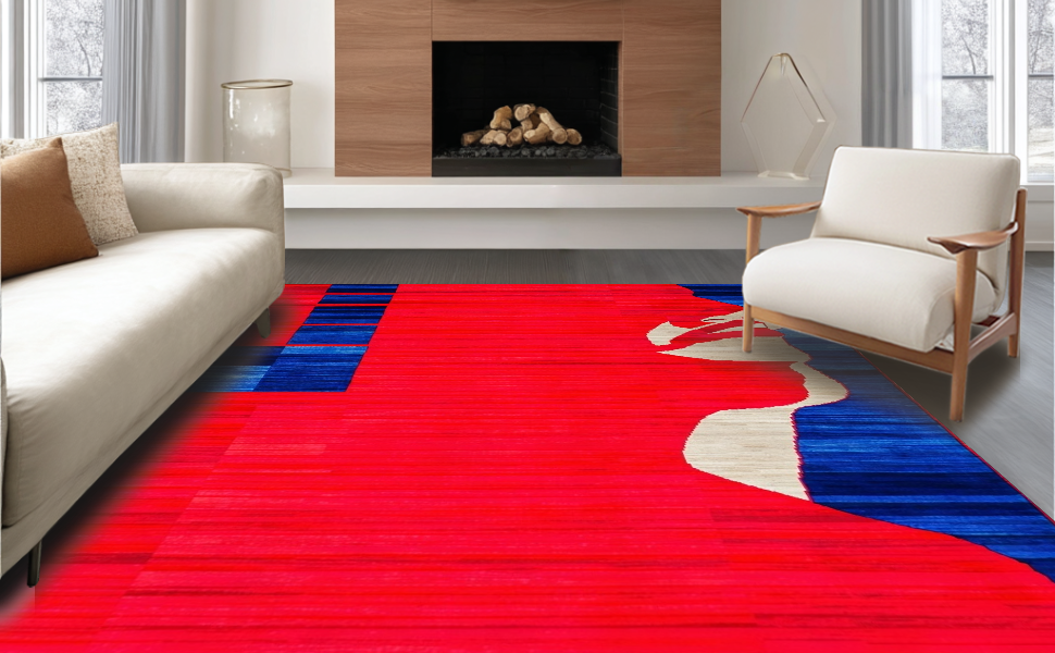 Striking Colorful Abstract Figure Piece Rug – ODIKA