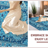 Ultra Soft Area Rug, Non Slip, Stain Resistant, Washable Area Rugs for Living Room, Bedroom, Vintage Distressed(Blue)