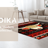 Ultra Soft Area Rug, Non Slip, Stain Resistant, Washable Area Rugs for Living Room, Bedroom, Scandinavian Cozy Cattle Design(Black)