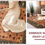 Ultra Soft Area Rug, Non Slip, Stain Resistant, Washable Area Rugs for Living Room, Bedroom, Charming Primitive Star Design(Red)