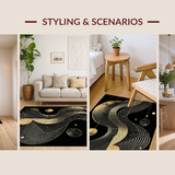 Ultra Soft Area Rug, Non Slip, Stain Resistant, Washable Area Rugs for Living Room, Bedroom, Modern Artistic Textured Finish(Gold)