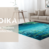 Ultra Soft Area Rug, Non Slip, Stain Resistant, Washable Area Rugs for Living Room, Bedroom, Serene Nature-Inspired Motif(Blue)