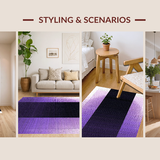 Ultra Soft Area Rug, Non Slip, Stain Resistant, Washable Area Rugs for Living Room, Bedroom, Luxurious Ombre Wave Pattern(Purple)