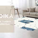 Ultra Soft Area Rug, Non Slip, Stain Resistant, Washable Area Rugs for Living Room, Bedroom, Soft Blue Grey Animal Motif(White)