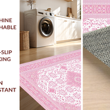 Ultra Soft Area Rug, Non Slip, Stain Resistant, Washable Area Rugs for Living Room, Bedroom, Soft Pink Geometric Pattern(Pink)