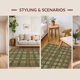 Ultra Soft Area Rug, Non Slip, Stain Resistant, Washable Area Rugs for Living Room, Bedroom, Boho Earthy Geometric Aesthetic(Brown)