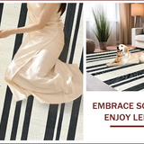 Ultra Soft Area Rug, Non Slip, Stain Resistant, Washable Area Rugs for Living Room, Bedroom, Modern Berber Stripe Farmhouse Living Room Rug(Black)