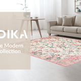 Ultra Soft Area Rug, Non Slip, Stain Resistant, Washable Area Rugs for Living Room, Bedroom, Sophisticated Distressed Floral Design(Ivory)