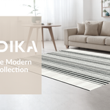 Ultra Soft Area Rug, Non Slip, Stain Resistant, Washable Area Rugs for Living Room, Bedroom, Ebony & Snow Woven Rug, Striped Accent Carpet, Geometric Floor Covering(Black)
