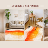 Ultra Soft Area Rug, Non Slip, Stain Resistant, Washable Area Rugs for Living Room, Bedroom, Chic Minimalist Curved Lines(Orange)
