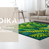 Ultra Soft Area Rug, Non Slip, Stain Resistant, Washable Area Rugs for Living Room, Bedroom, Charming Irregular Plant Motif(Green)
