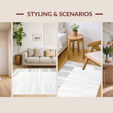 Ultra Soft Area Rug, Non Slip, Stain Resistant, Washable Area Rugs for Living Room, Bedroom, Textured Neutral Geometric Layers(Beige)