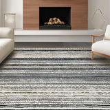 Ultra Soft Area Rug, Non Slip, Stain Resistant, Washable Area Rugs for Living Room, Bedroom, Boho Geometric Outdoor Rug(Black)