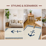 Ultra Soft Area Rug, Non Slip, Stain Resistant, Washable Area Rugs for Living Room, Bedroom, Rustic Nautical Textured Welcome Mat(Beige)