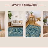 Ultra Soft Area Rug, Non Slip, Stain Resistant, Washable Area Rugs for Living Room, Bedroom, Rustic Neutral Farmhouse Kitchen Non-Slip Rug Set(Blue)