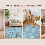 Ultra Soft Area Rug, Non Slip, Stain Resistant, Washable Area Rugs for Living Room, Bedroom, Stylish Modern Coastal Lines(Blue)