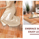 Ultra Soft Area Rug, Non Slip, Stain Resistant, Washable Area Rugs for Living Room, Bedroom, Lively Textured Warmth Elements(Orange)