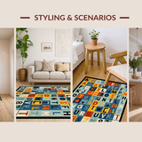 Ultra Soft Area Rug, Non Slip, Stain Resistant, Washable Area Rugs for Living Room, Bedroom, Chic Playful Alphabetic Motif(Orange)